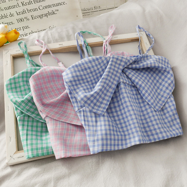 Peenikeste rihmadega ruuduline naiste vabaaja topp