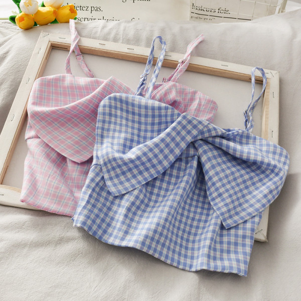 Peenikeste rihmadega ruuduline naiste vabaaja topp