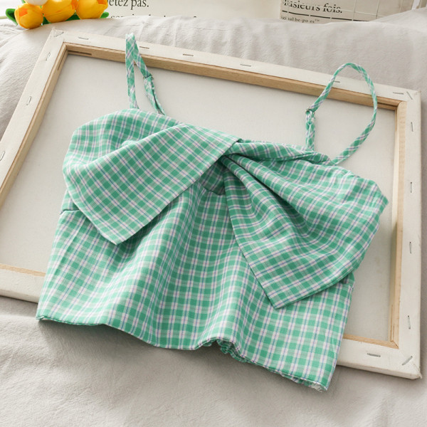 Peenikeste rihmadega ruuduline naiste vabaaja topp