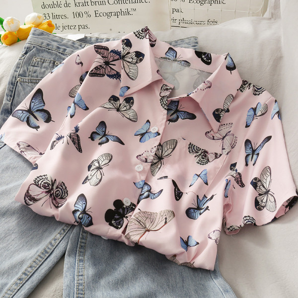 Cămașă modernă de damă cu guler și imprimeu clasic