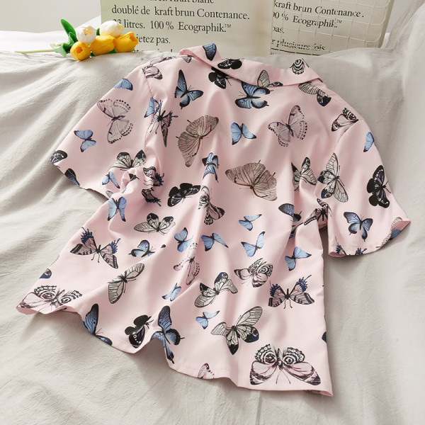 Cămașă modernă de damă cu guler și imprimeu clasic