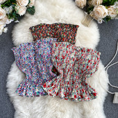 Elastne naiste rinnahoidja polsterduse ja lillemustriga