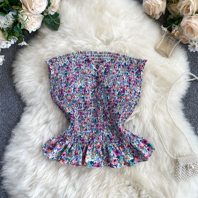 Elastne naiste rinnahoidja polsterduse ja lillemustriga