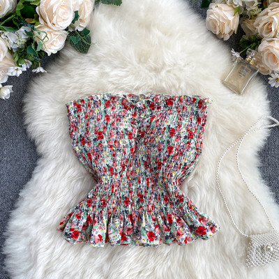 Elastne naiste rinnahoidja polsterduse ja lillemustriga