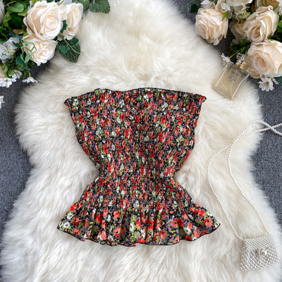 Elastne naiste rinnahoidja polsterduse ja lillemustriga