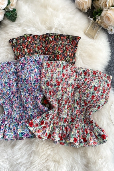 Elastne naiste rinnahoidja polsterduse ja lillemustriga