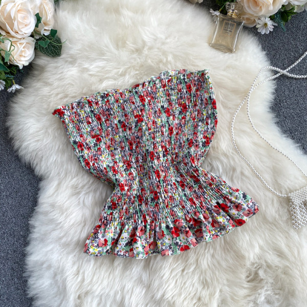 Elastne naiste rinnahoidja polsterduse ja lillemustriga