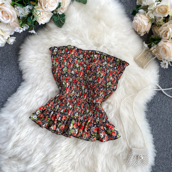 Elastne naiste rinnahoidja polsterduse ja lillemustriga