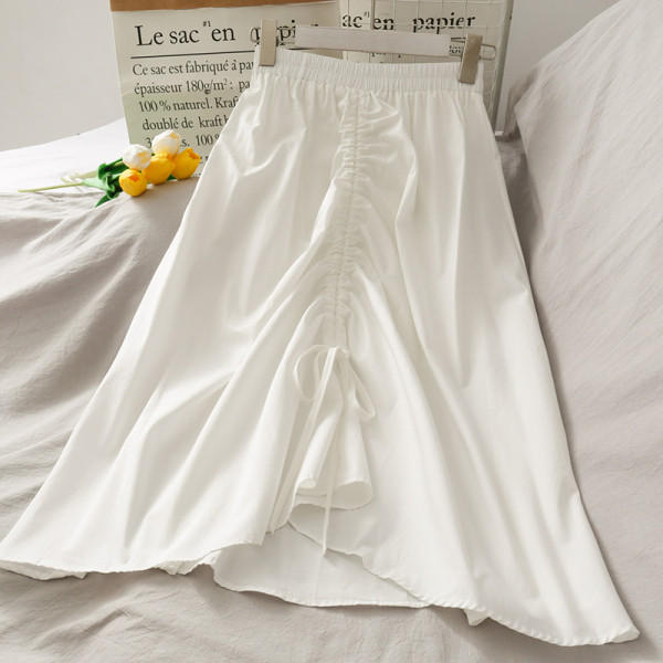 Naiste pikk asümmeetriline kõrge vöökoha ja lipsudega seelik