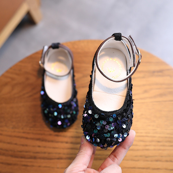 Pantofi moderni pentru copii cu catarame si paiete pentru fete