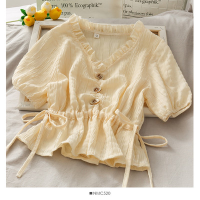 Modern női pofa gombokkal és nyakkendőkkel