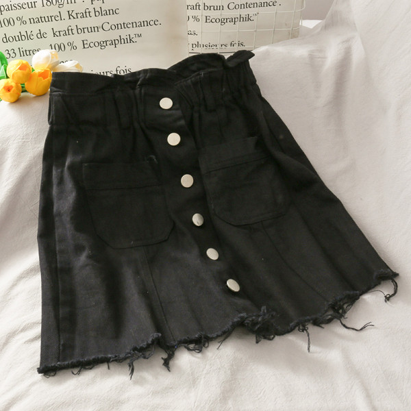 Naiste lühike seelik kõrge vöökoha ja nööpidega