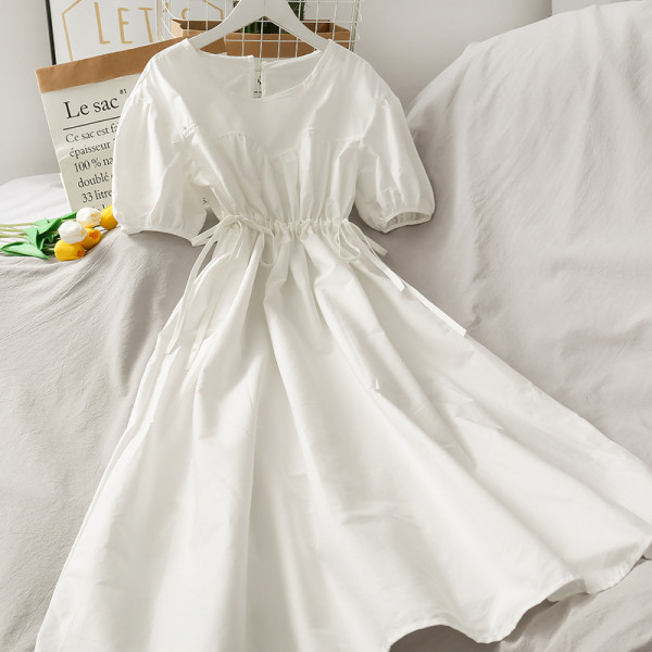 Rochie casual de dama cu decolteu oval si talie reglabila