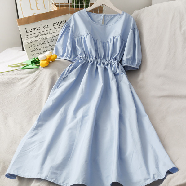 Rochie casual de dama cu decolteu oval si talie reglabila