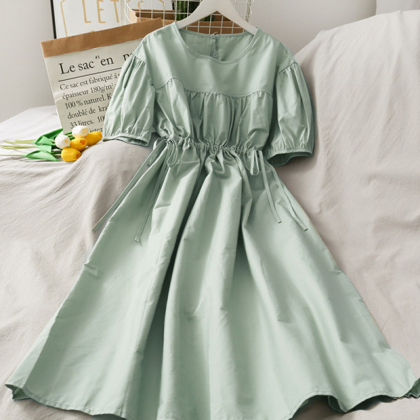 Rochie casual de dama cu decolteu oval si talie reglabila