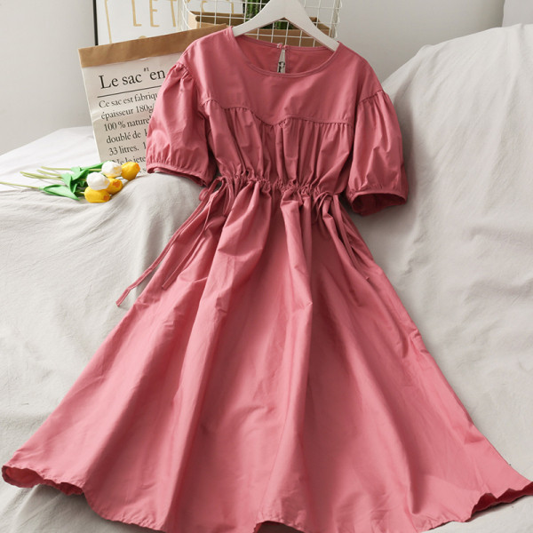 Rochie casual de dama cu decolteu oval si talie reglabila