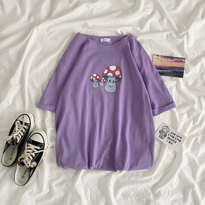 Tricou casual de dama cu decolteu oval, maneci scurte si aplicatie colorata