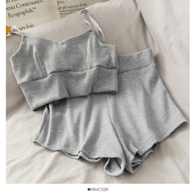 Set casual de damă de pantaloni cu talie înaltă și maiou cu bretele subțiri