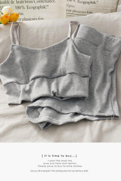 Set casual de damă de pantaloni cu talie înaltă și maiou cu bretele subțiri