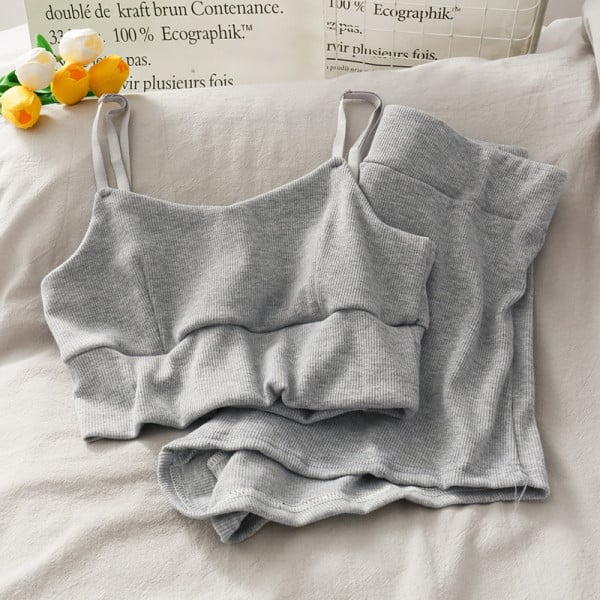 Set casual de damă de pantaloni cu talie înaltă și maiou cu bretele subțiri