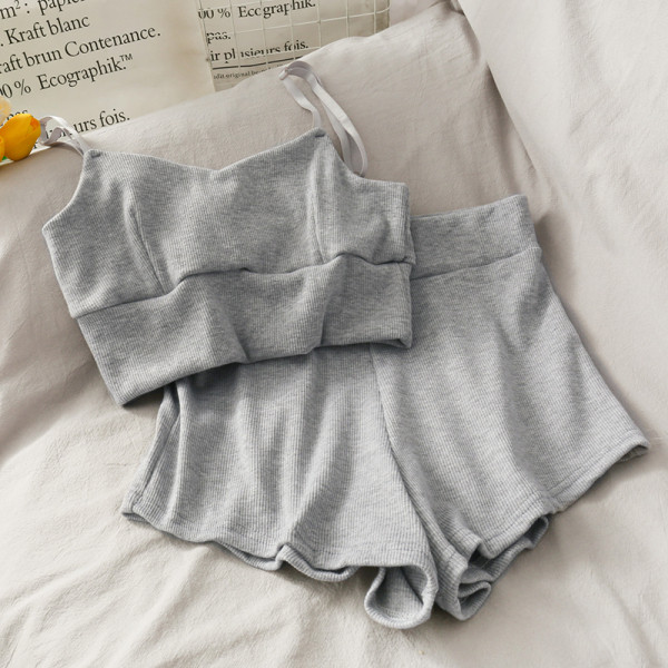 Set casual de damă de pantaloni cu talie înaltă și maiou cu bretele subțiri