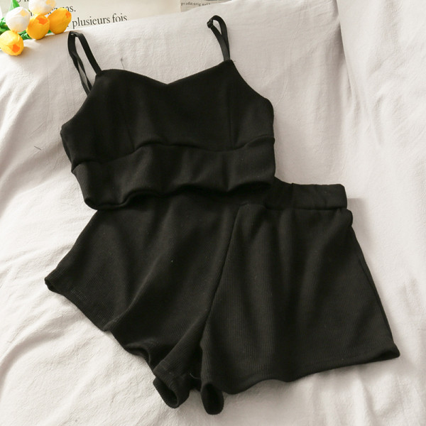 Set casual de damă de pantaloni cu talie înaltă și maiou cu bretele subțiri