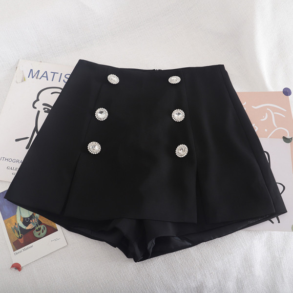 Fusta-pantaloni actuali de dama cu talie inalta si nasturi