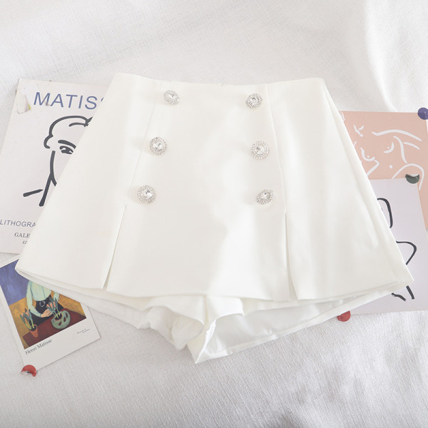 Fusta-pantaloni actuali de dama cu talie inalta si nasturi