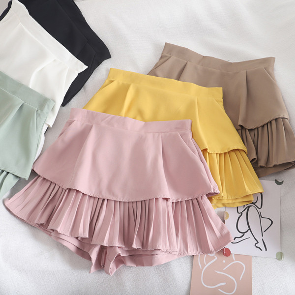 Redős női szoknya-nadrág magas derékkal