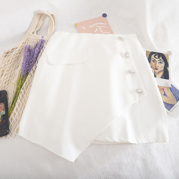 Γυναικεία κοντή φούστα με κουμπιά και ψηλή μέση