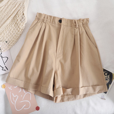 Pantaloni scurti de dama cu talie elastica si nasture