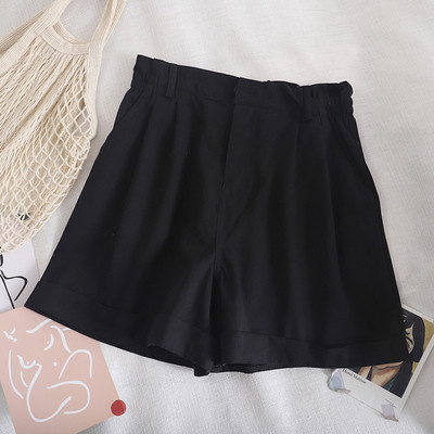 Pantaloni scurti de dama cu talie elastica si nasture