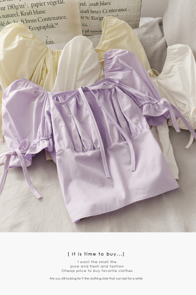 Bluză casual de damă cu decolteu pătrat și cravate