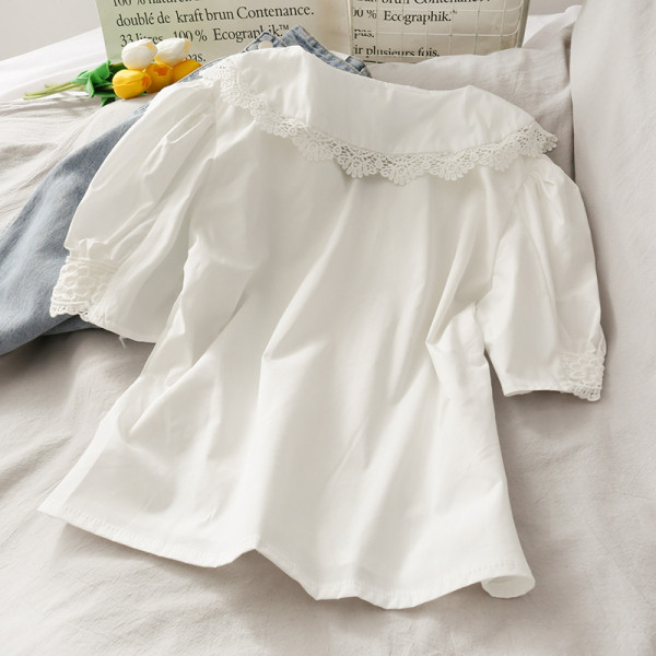 Cămașă retro damă cu broderie și dantelă