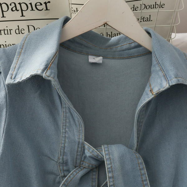 Rochie de dama din denim cu nasturi si cravate