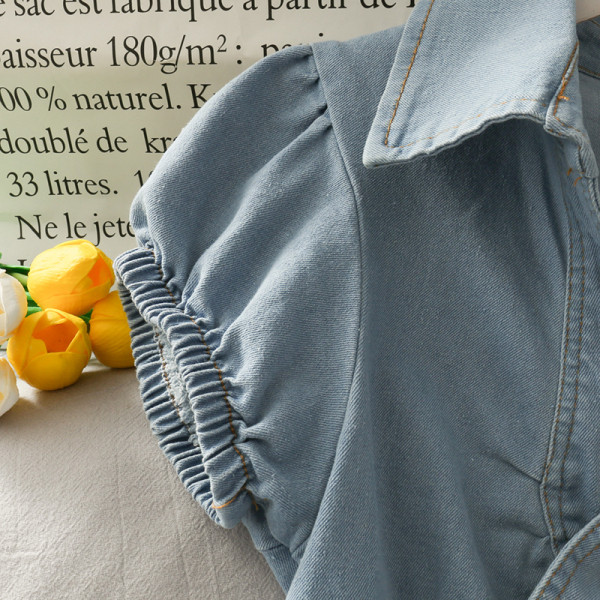 Rochie de dama din denim cu nasturi si cravate