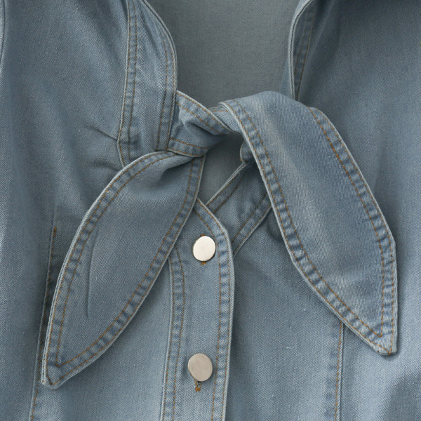 Rochie de dama din denim cu nasturi si cravate