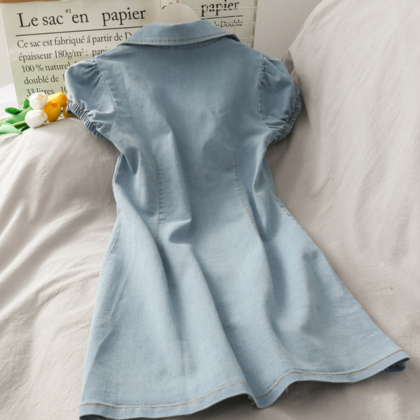 Rochie de dama din denim cu nasturi si cravate