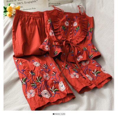 Set de pantaloni și maiou de damă modern cu broderie