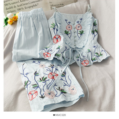 Set de pantaloni și maiou de damă modern cu broderie