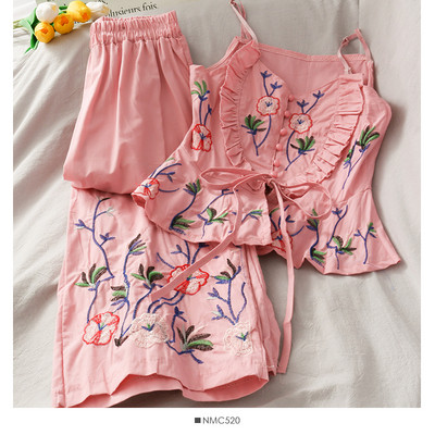 Set de pantaloni și maiou de damă modern cu broderie