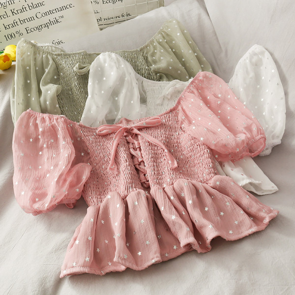 Modern női blúz csillaghímzéssel