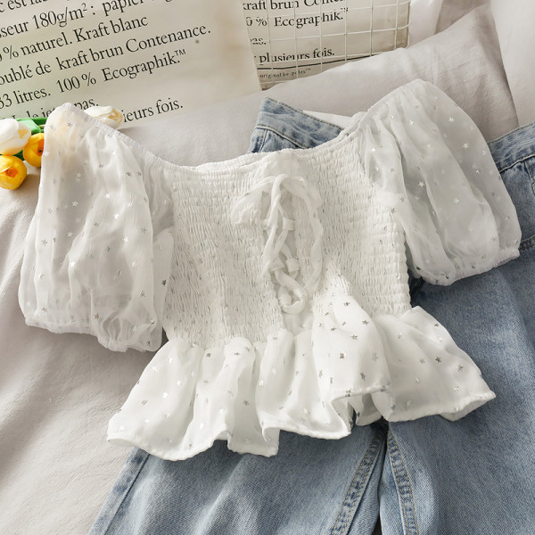 Modern női blúz csillaghímzéssel