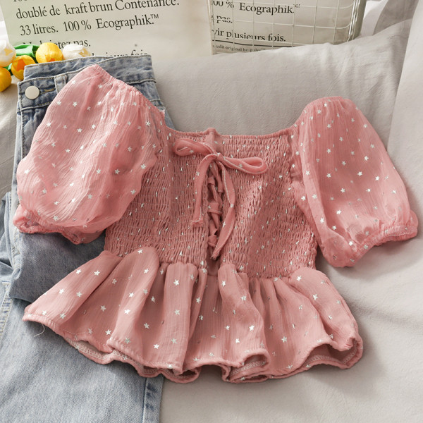 Modern női blúz csillaghímzéssel