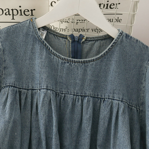 Rochie retro dama din denim cu cravate