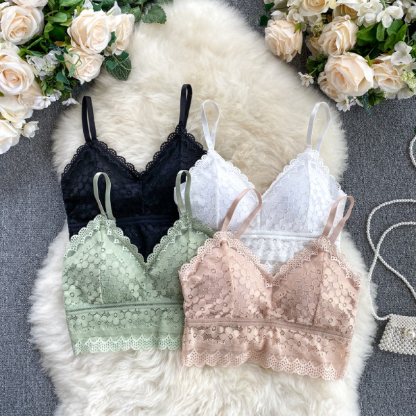 Stiilne naiste rinnahoidja peenikeste rihmade ja pitsiga