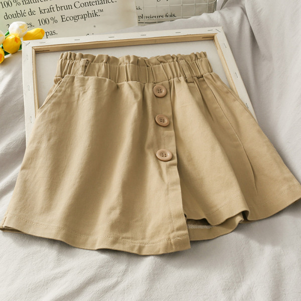 Pantaloni scurti asimetrici de dama cu talie inalta si nasturi