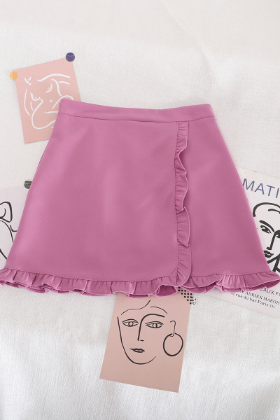 Fusta scurta de dama moderna cu bucle si fermoar