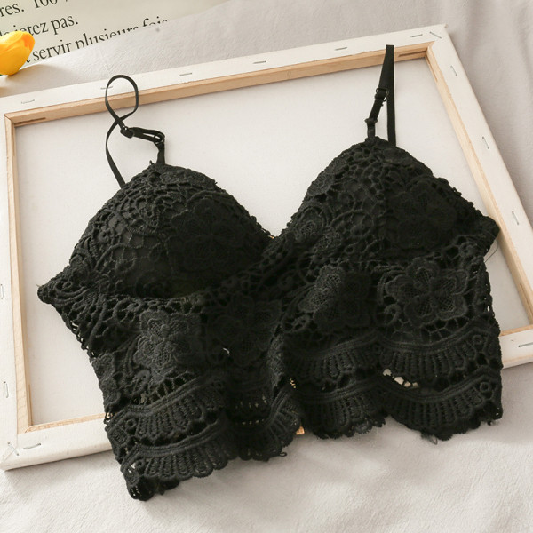 Moodne naiste topp pitsi ja õhukeste rihmadega