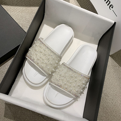 Női alkalmi papucs gyöngy elemekkel